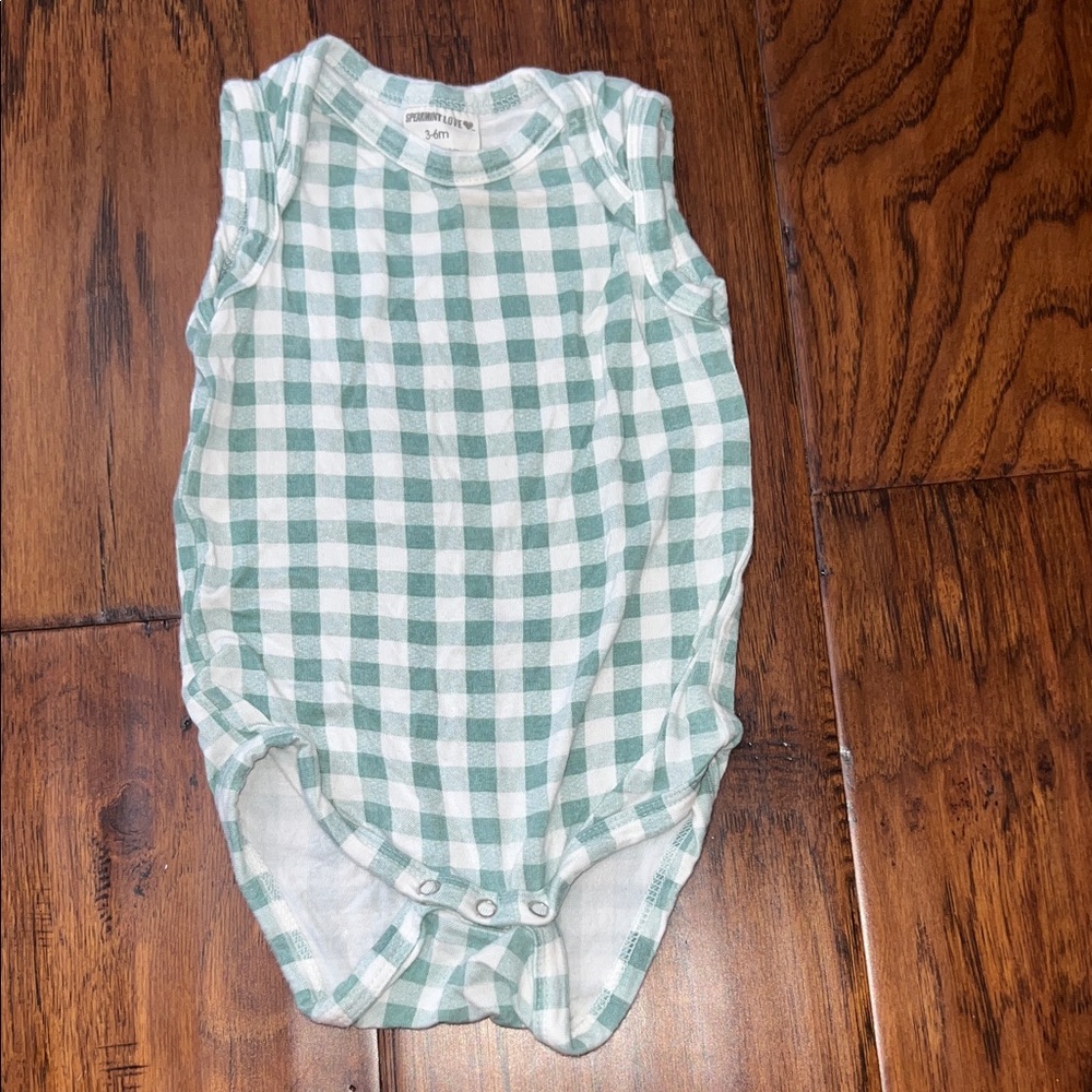 Sleeveless Checkered Baby Onesie